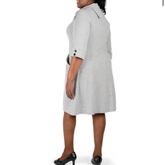 Signature by Robbie Bee Light Gray Cowl Neck Midi Dress - Picture 2 of 16